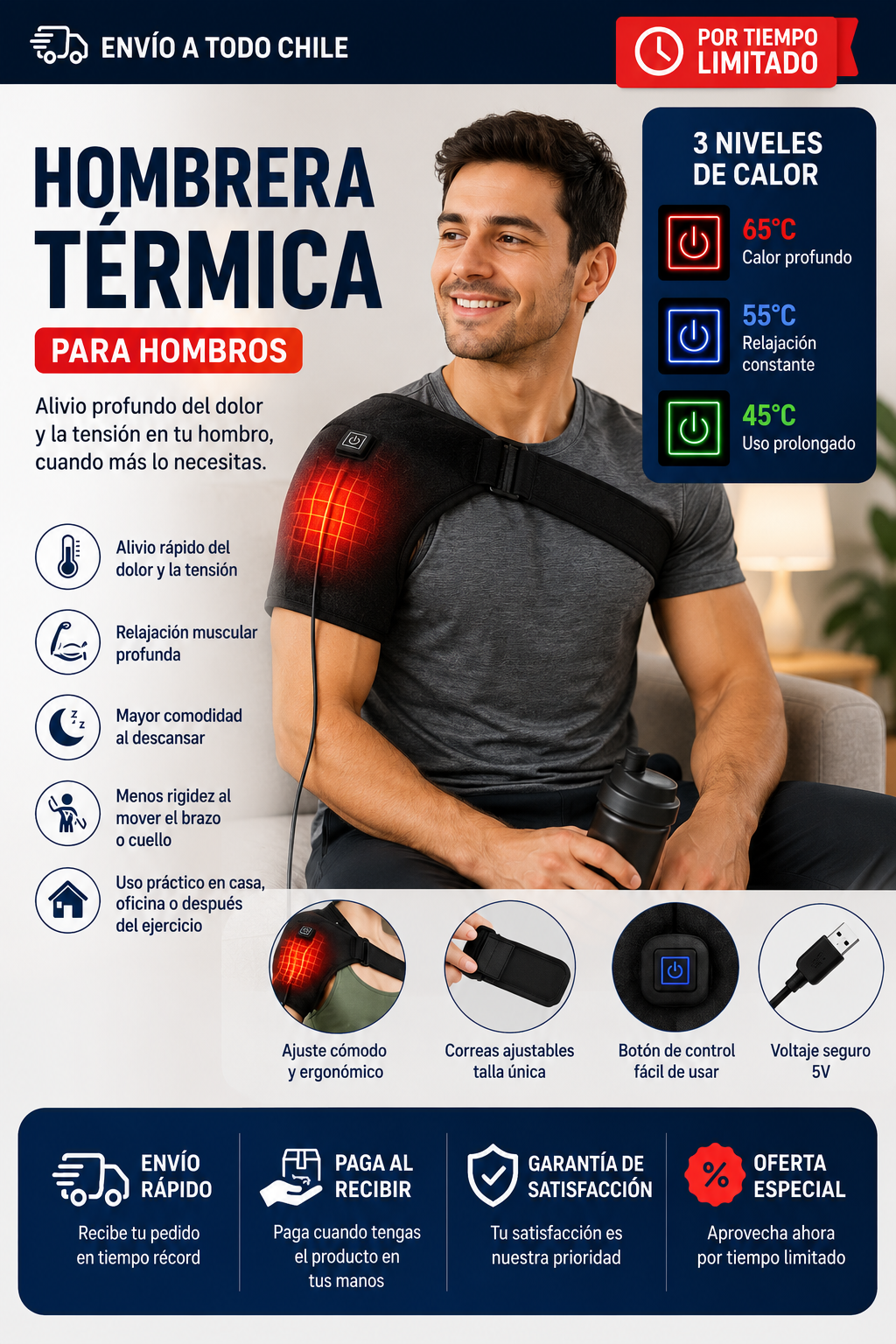 Hombrera Térmica 3 Niveles Calor