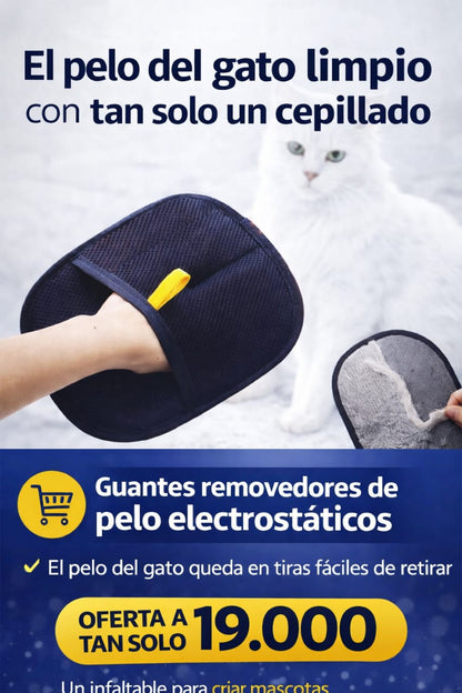 Guantes electrostáticos para remover pelo de mascotas, cepillo de limpieza para sofá y ropa, diseño de doble cara para eliminar pelusa y cabello.